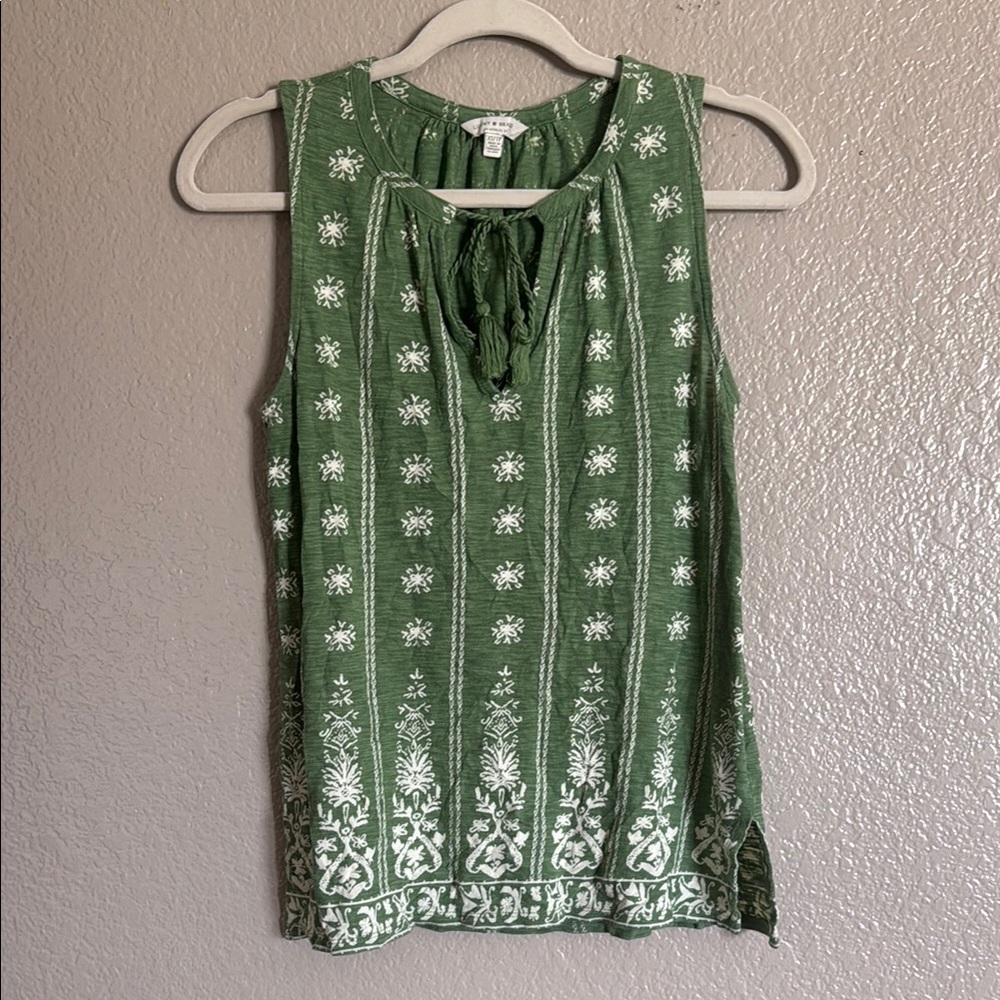 Lucky Brand Floral Green Sleeveless Top